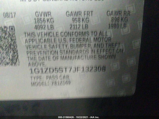 Photo 8 VIN: 1G1ZD5ST7JF132308 - CHEVROLET MALIBU 