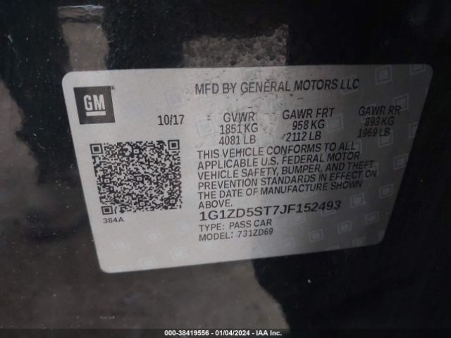 Photo 8 VIN: 1G1ZD5ST7JF152493 - CHEVROLET MALIBU 