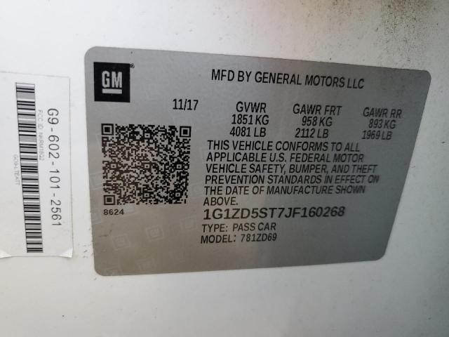 Photo 9 VIN: 1G1ZD5ST7JF160268 - CHEVROLET MALIBU LT 