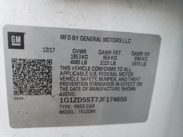 Photo 9 VIN: 1G1ZD5ST7JF174655 - CHEVROLET MALIBU LT 