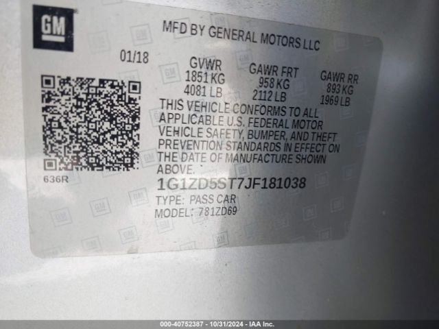 Photo 8 VIN: 1G1ZD5ST7JF181038 - CHEVROLET MALIBU 