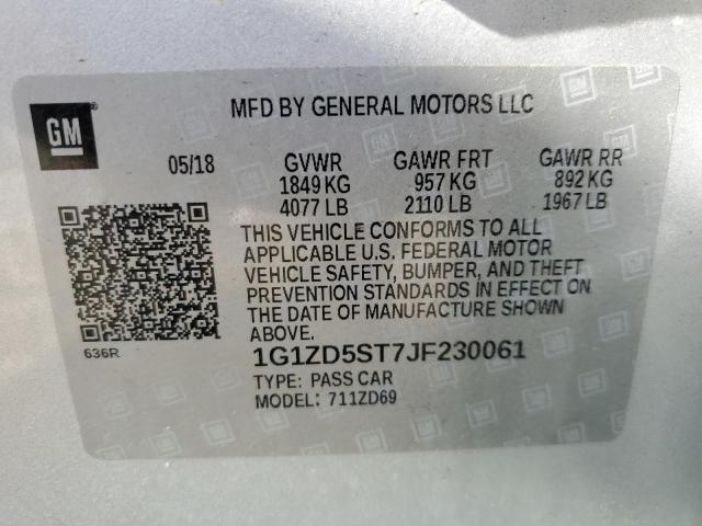 Photo 9 VIN: 1G1ZD5ST7JF230061 - CHEVROLET MALIBU LT 