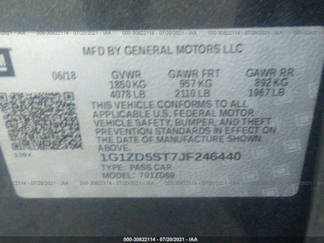 Photo 8 VIN: 1G1ZD5ST7JF246440 - CHEVROLET MALIBU 