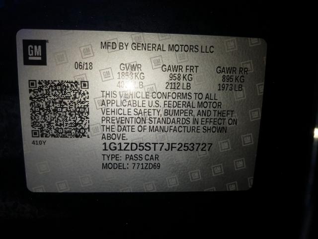 Photo 9 VIN: 1G1ZD5ST7JF253727 - CHEVROLET MALIBU LT 