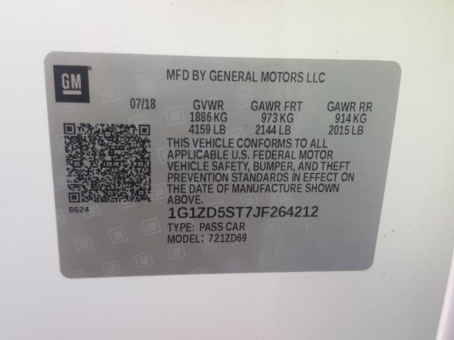 Photo 9 VIN: 1G1ZD5ST7JF264212 - CHEVROLET MALIBU LT 