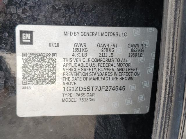 Photo 9 VIN: 1G1ZD5ST7JF274545 - CHEVROLET MALIBU LT 