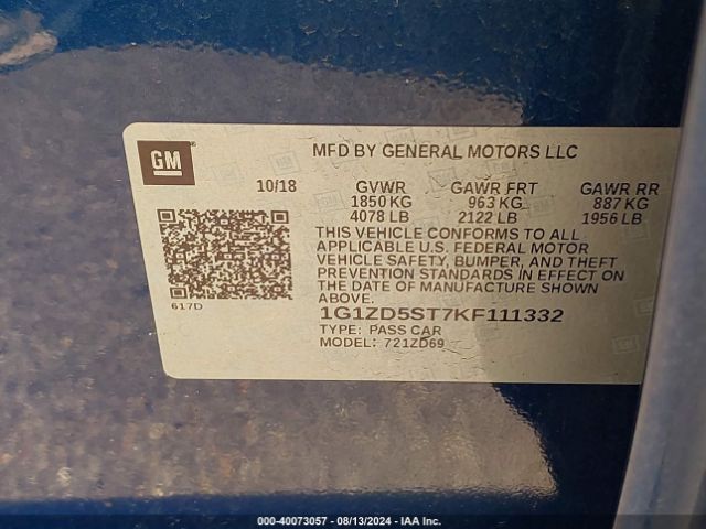 Photo 8 VIN: 1G1ZD5ST7KF111332 - CHEVROLET MALIBU 