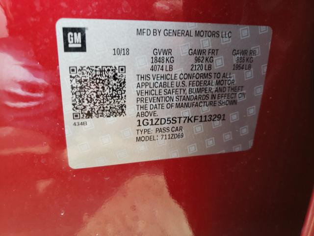 Photo 9 VIN: 1G1ZD5ST7KF113291 - CHEVROLET MALIBU LT 