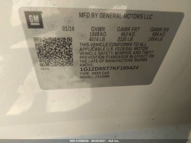 Photo 8 VIN: 1G1ZD5ST7KF165424 - CHEVROLET MALIBU 