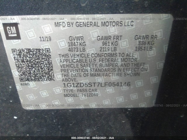 Photo 8 VIN: 1G1ZD5ST7LF054146 - CHEVROLET MALIBU 