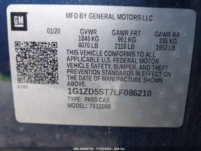 Photo 8 VIN: 1G1ZD5ST7LF086210 - CHEVROLET MALIBU 