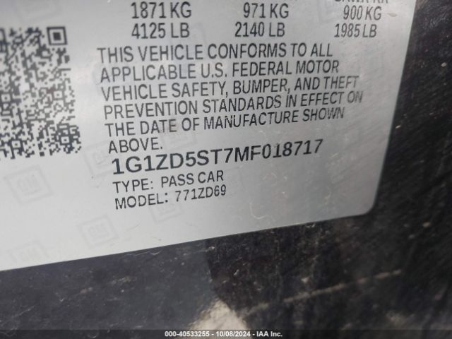 Photo 8 VIN: 1G1ZD5ST7MF018717 - CHEVROLET MALIBU 