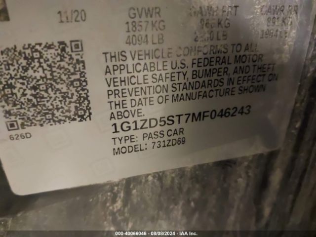 Photo 8 VIN: 1G1ZD5ST7MF046243 - CHEVROLET MALIBU 