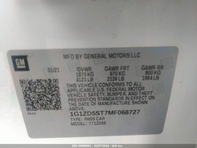 Photo 8 VIN: 1G1ZD5ST7MF068727 - CHEVROLET MALIBU 