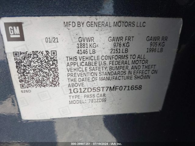 Photo 8 VIN: 1G1ZD5ST7MF071658 - CHEVROLET MALIBU 