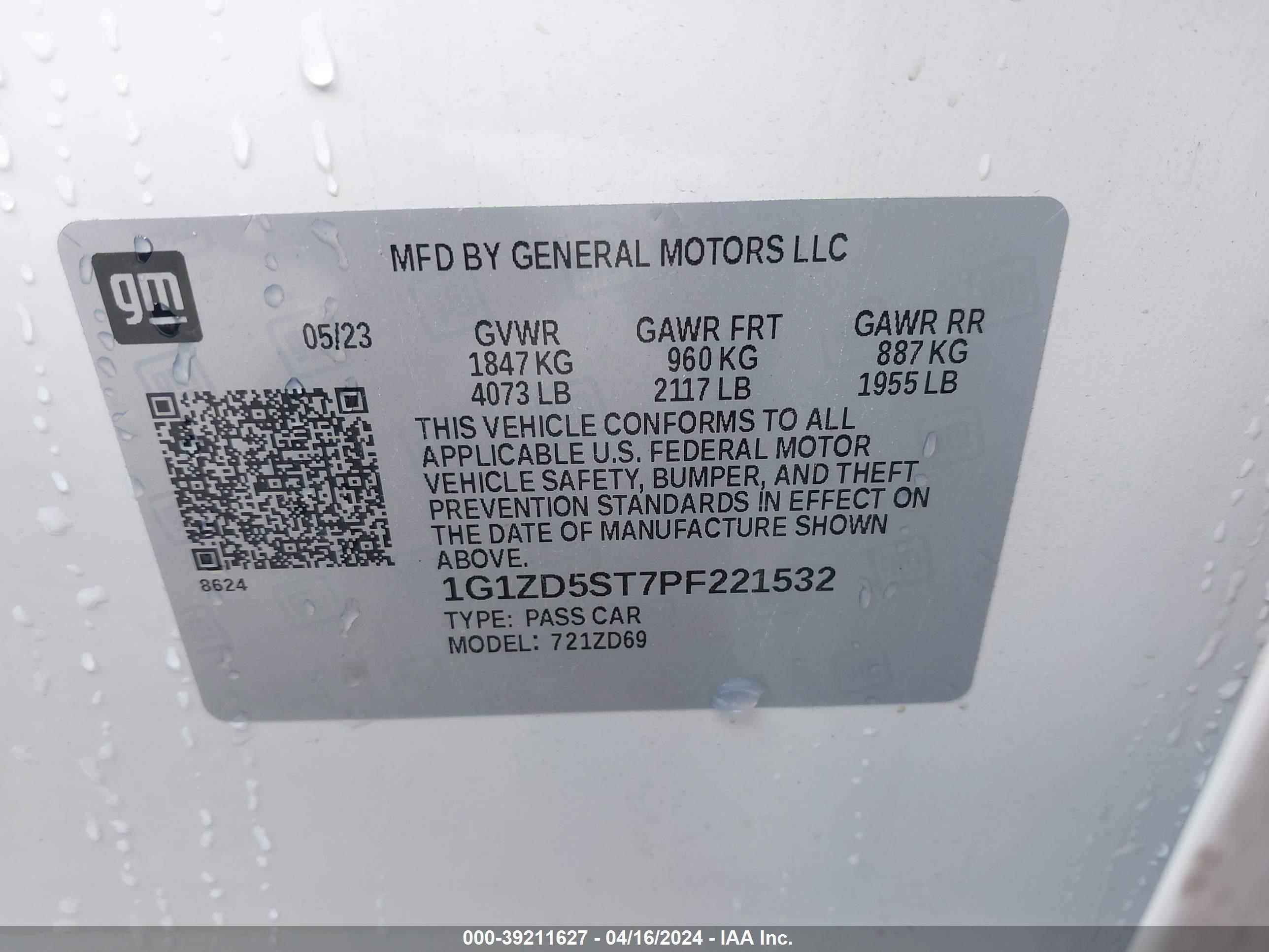 Photo 8 VIN: 1G1ZD5ST7PF221532 - CHEVROLET MALIBU 