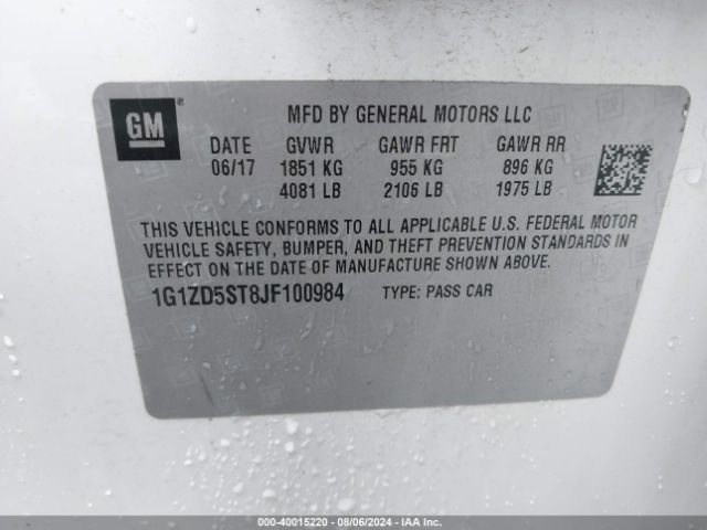 Photo 8 VIN: 1G1ZD5ST8JF100984 - CHEVROLET MALIBU 