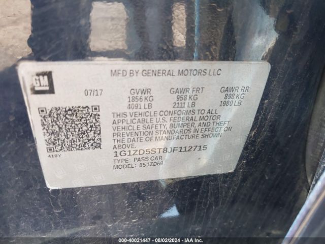 Photo 8 VIN: 1G1ZD5ST8JF112715 - CHEVROLET MALIBU 