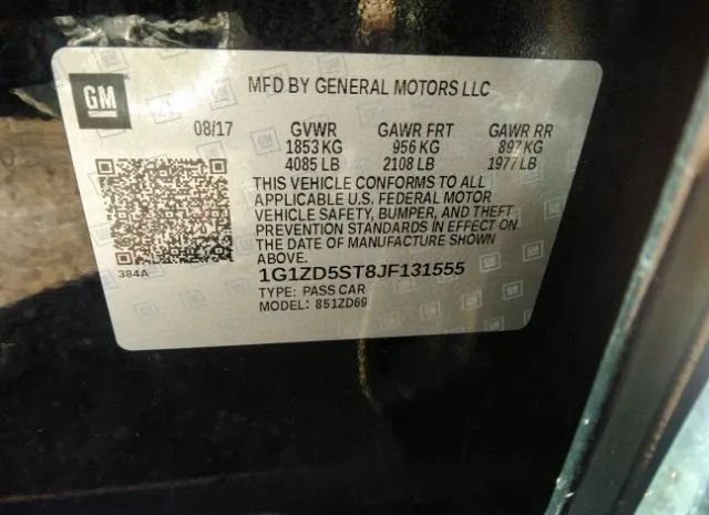 Photo 8 VIN: 1G1ZD5ST8JF131555 - CHEVROLET MALIBU 