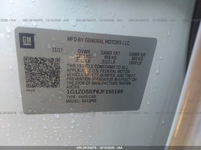 Photo 8 VIN: 1G1ZD5ST8JF155189 - CHEVROLET MALIBU 