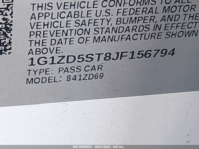 Photo 8 VIN: 1G1ZD5ST8JF156794 - CHEVROLET MALIBU 