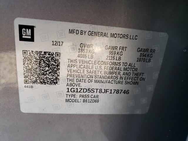 Photo 9 VIN: 1G1ZD5ST8JF178746 - CHEVROLET MALIBU LT 