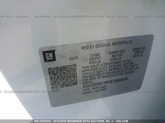 Photo 8 VIN: 1G1ZD5ST8JF180836 - CHEVROLET MALIBU 