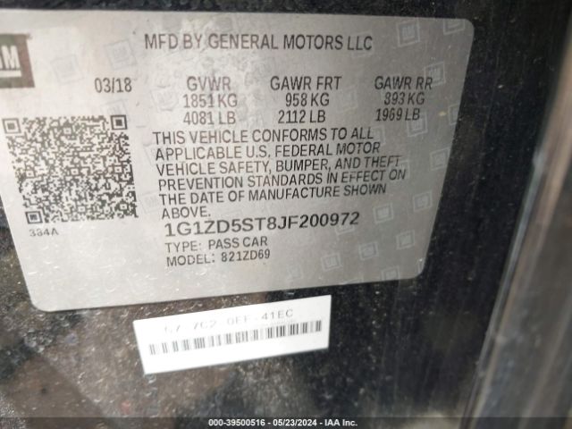 Photo 8 VIN: 1G1ZD5ST8JF200972 - CHEVROLET MALIBU 