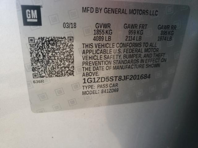 Photo 9 VIN: 1G1ZD5ST8JF201684 - CHEVROLET MALIBU LT 