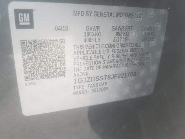 Photo 9 VIN: 1G1ZD5ST8JF221708 - CHEVROLET MALIBU LT 