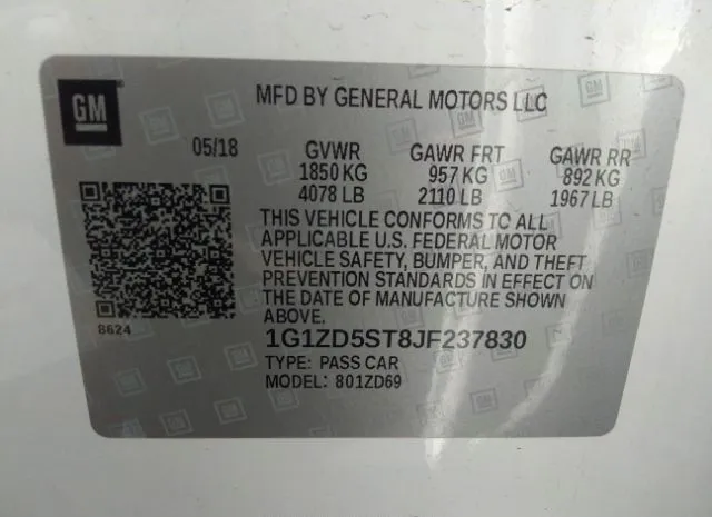 Photo 8 VIN: 1G1ZD5ST8JF237830 - CHEVROLET MALIBU 