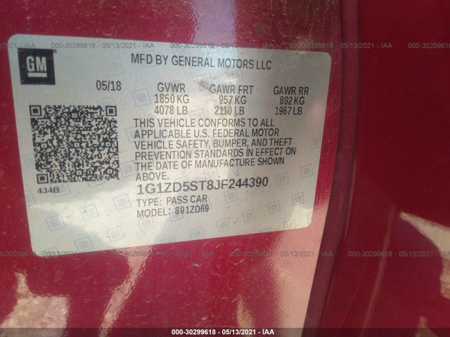 Photo 8 VIN: 1G1ZD5ST8JF244390 - CHEVROLET MALIBU 