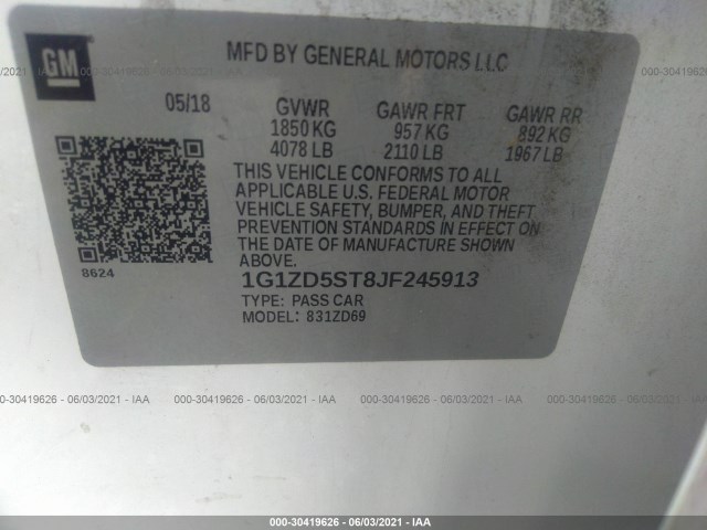 Photo 8 VIN: 1G1ZD5ST8JF245913 - CHEVROLET MALIBU 