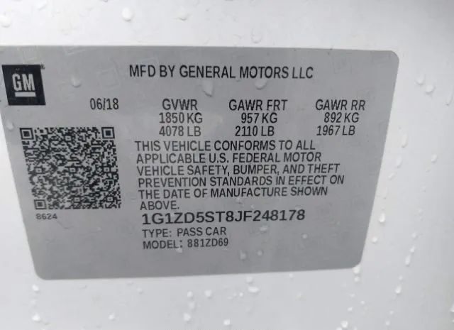 Photo 8 VIN: 1G1ZD5ST8JF248178 - CHEVROLET MALIBU 