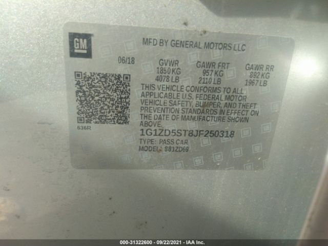 Photo 8 VIN: 1G1ZD5ST8JF250318 - CHEVROLET MALIBU 