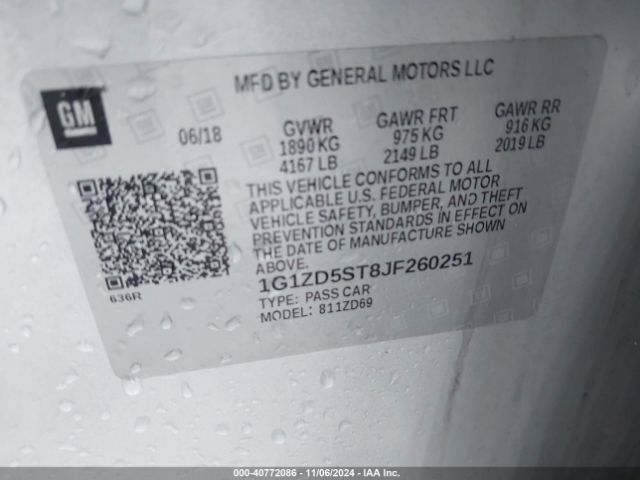 Photo 8 VIN: 1G1ZD5ST8JF260251 - CHEVROLET MALIBU 