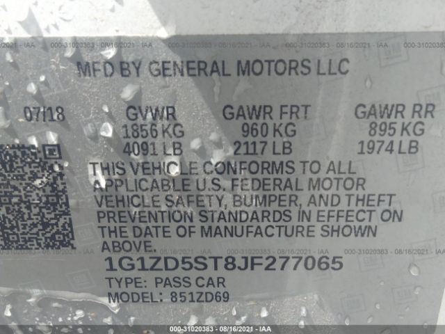 Photo 8 VIN: 1G1ZD5ST8JF277065 - CHEVROLET MALIBU 