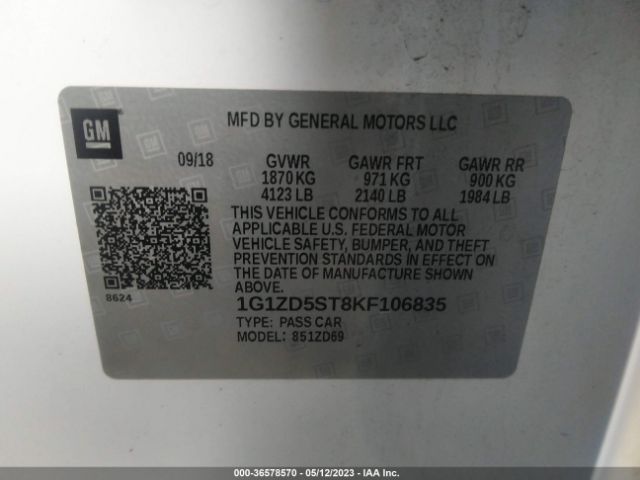 Photo 8 VIN: 1G1ZD5ST8KF106835 - CHEVROLET MALIBU 