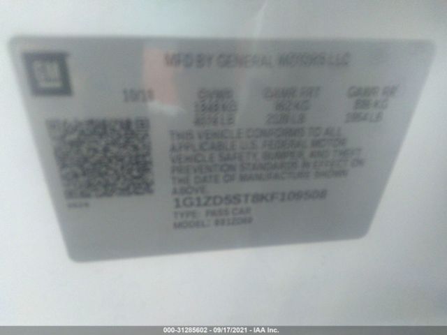 Photo 8 VIN: 1G1ZD5ST8KF109508 - CHEVROLET MALIBU 