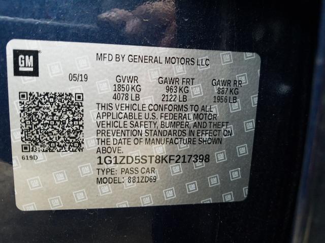 Photo 9 VIN: 1G1ZD5ST8KF217398 - CHEVROLET MALIBU LT 