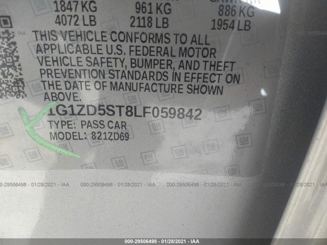 Photo 8 VIN: 1G1ZD5ST8LF059842 - CHEVROLET MALIBU 