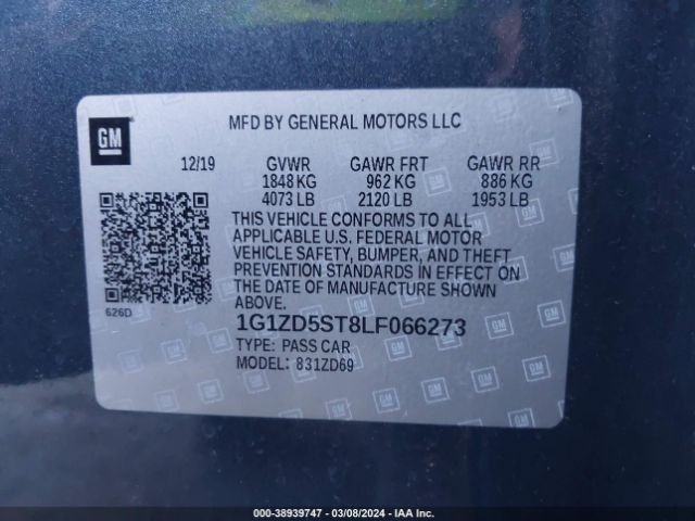 Photo 8 VIN: 1G1ZD5ST8LF066273 - CHEVROLET MALIBU 