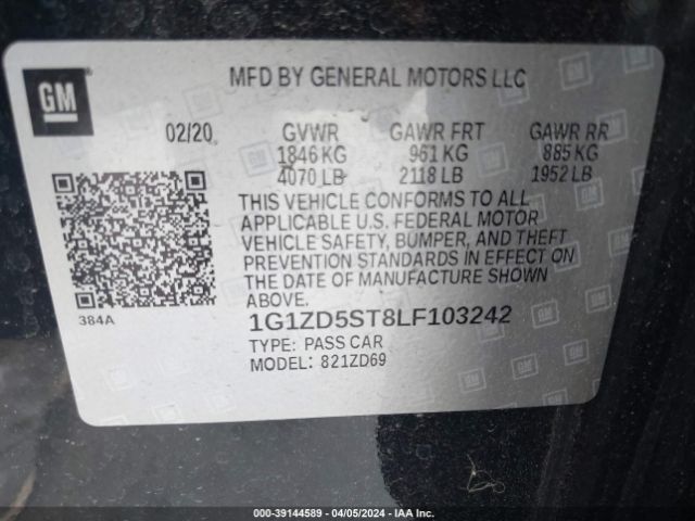 Photo 8 VIN: 1G1ZD5ST8LF103242 - CHEVROLET MALIBU 