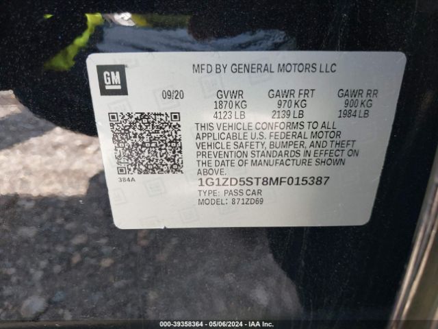 Photo 8 VIN: 1G1ZD5ST8MF015387 - CHEVROLET MALIBU 