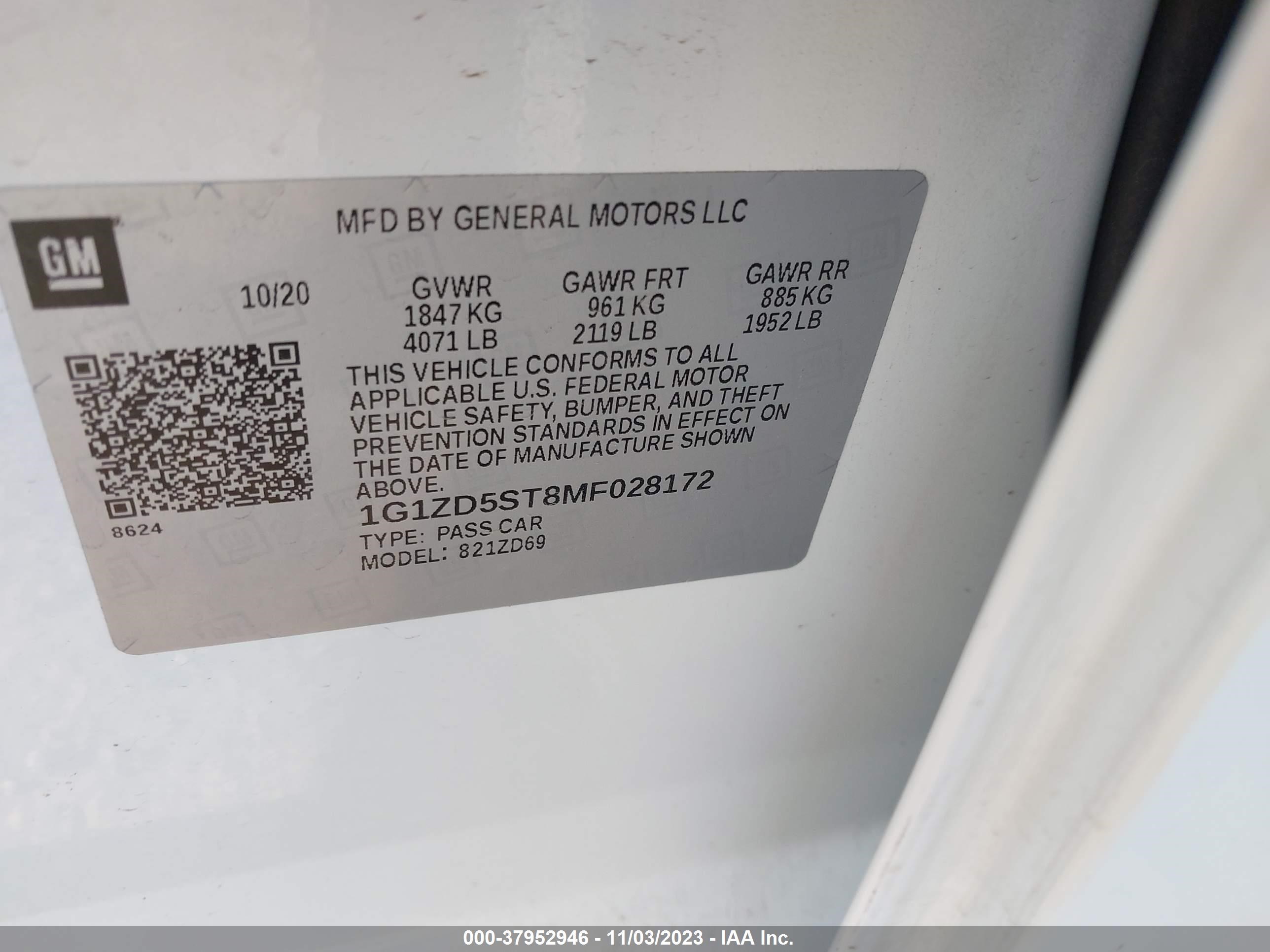 Photo 8 VIN: 1G1ZD5ST8MF028172 - CHEVROLET MALIBU 