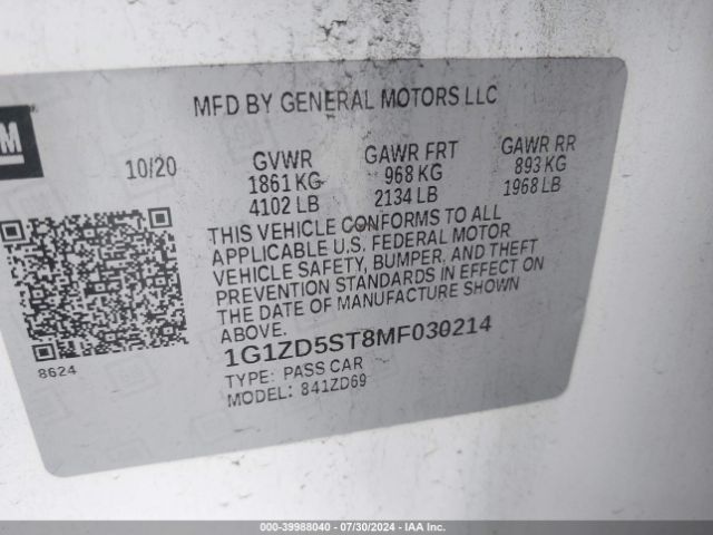 Photo 8 VIN: 1G1ZD5ST8MF030214 - CHEVROLET MALIBU 