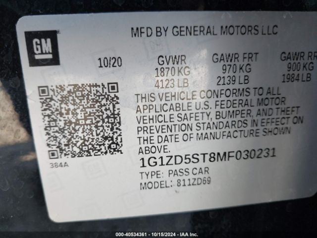 Photo 8 VIN: 1G1ZD5ST8MF030231 - CHEVROLET MALIBU 