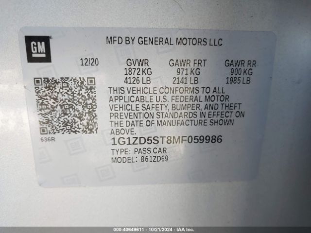 Photo 8 VIN: 1G1ZD5ST8MF059986 - CHEVROLET MALIBU 