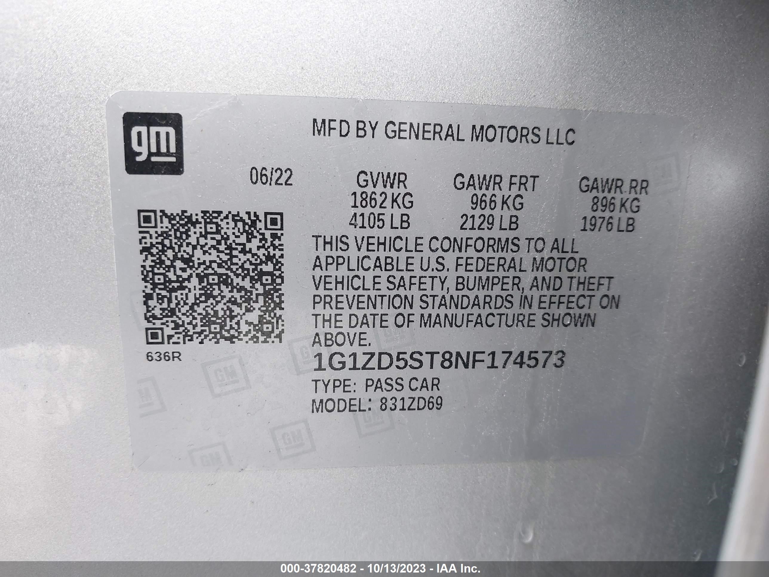 Photo 8 VIN: 1G1ZD5ST8NF174573 - CHEVROLET MALIBU 