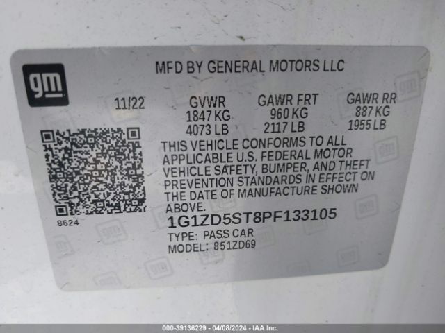 Photo 8 VIN: 1G1ZD5ST8PF133105 - CHEVROLET MALIBU 